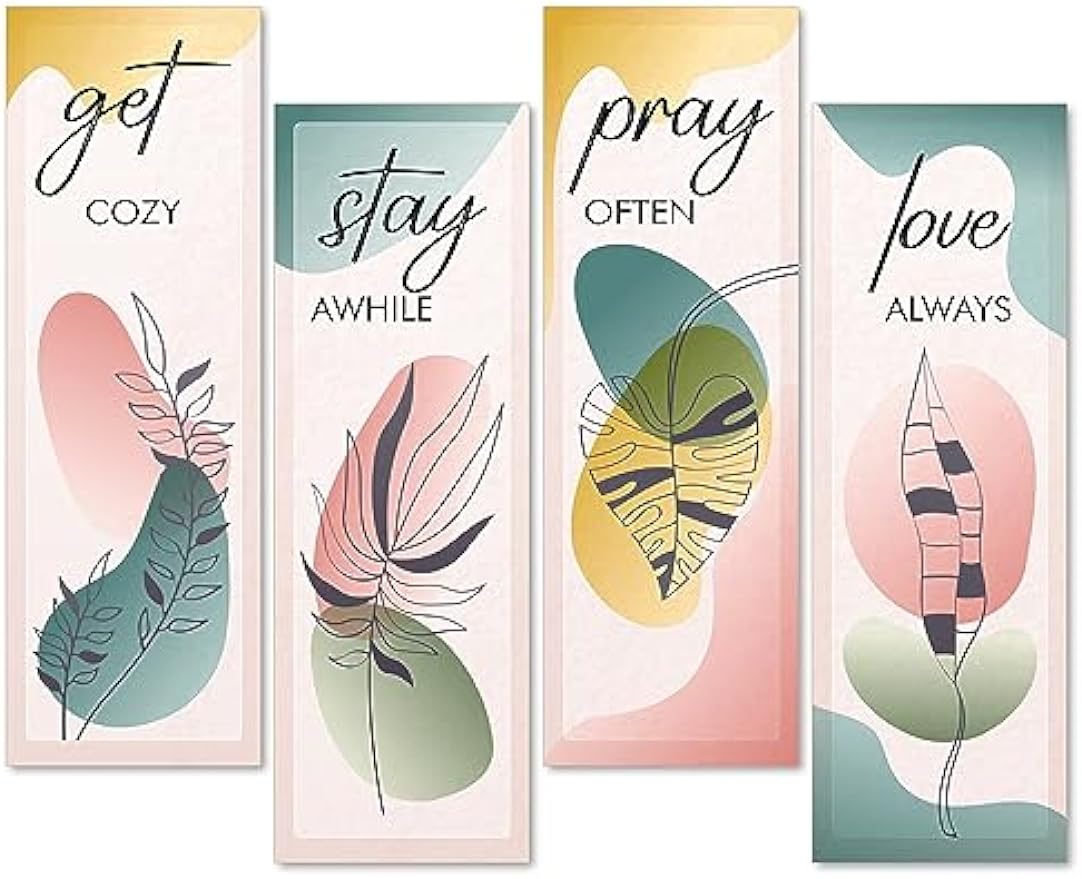 Floralbloom, 4 Pieces Set Double Tape Wall Decor