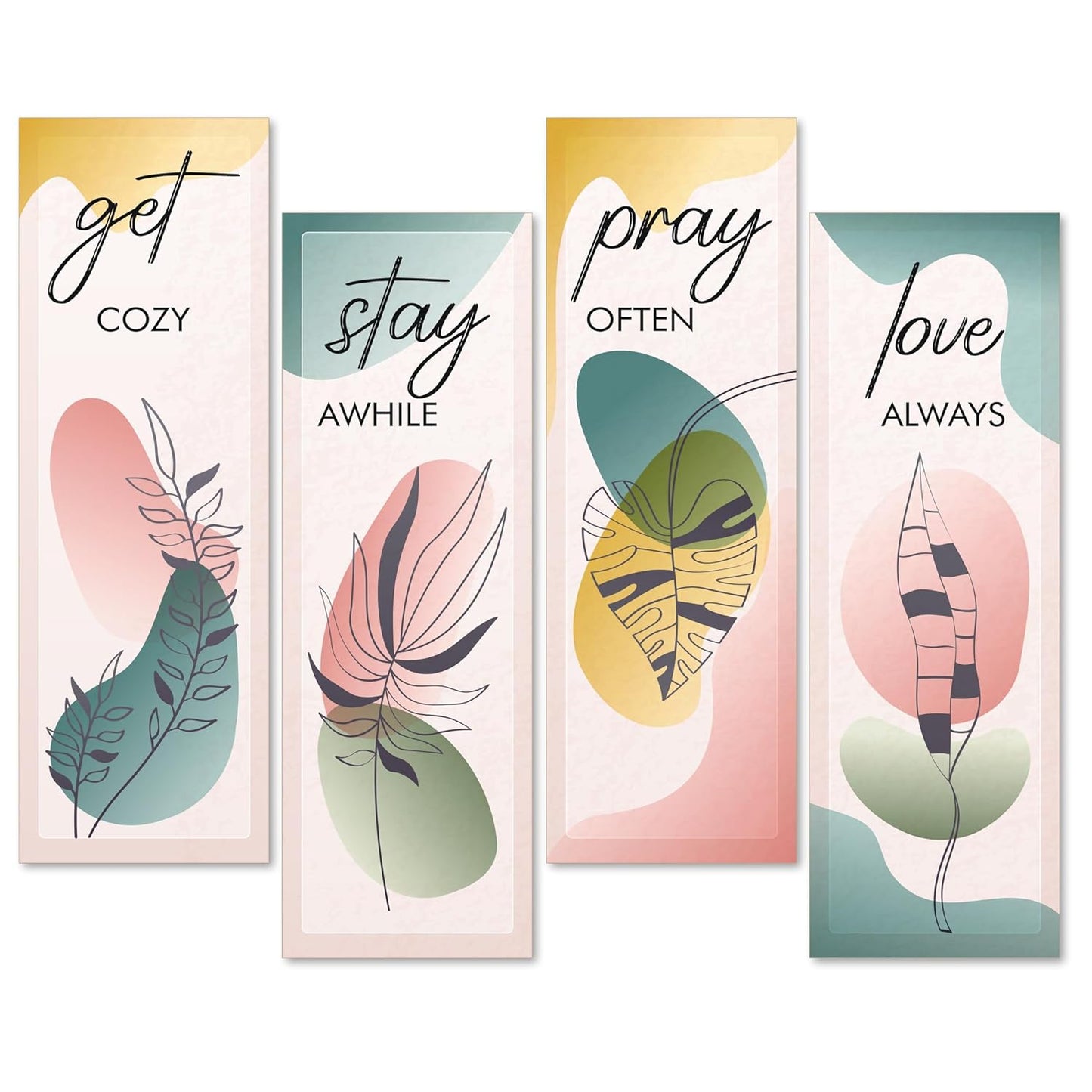 Floralbloom, 4 Pieces Set Double Tape Wall Decor
