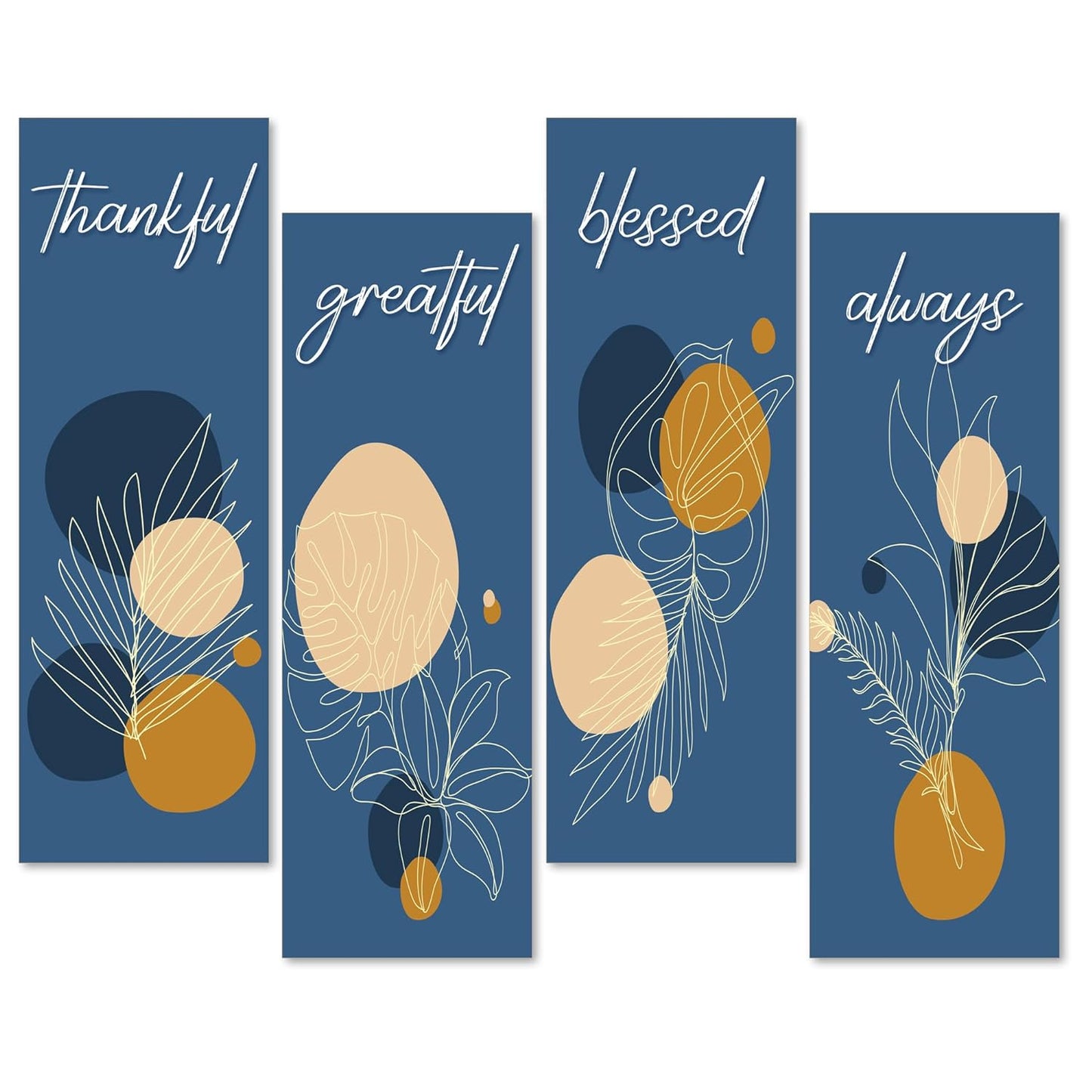 Floralbloom, 4 Pieces Set Double Tape Wall Decor