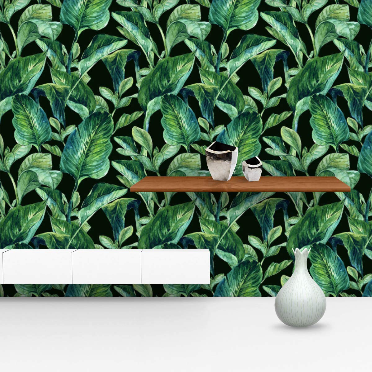 Nordic Style Tropical Leaves PVC-Free Peel & Stick Vinyl Wallpaper