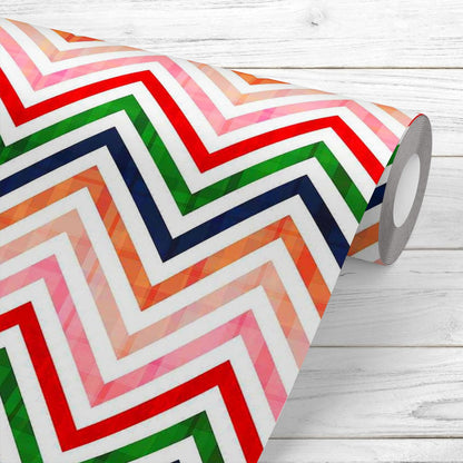 Colorful Chevron Non-PVC Self-Adhesive Peel & Stick Vinyl Wallpaper