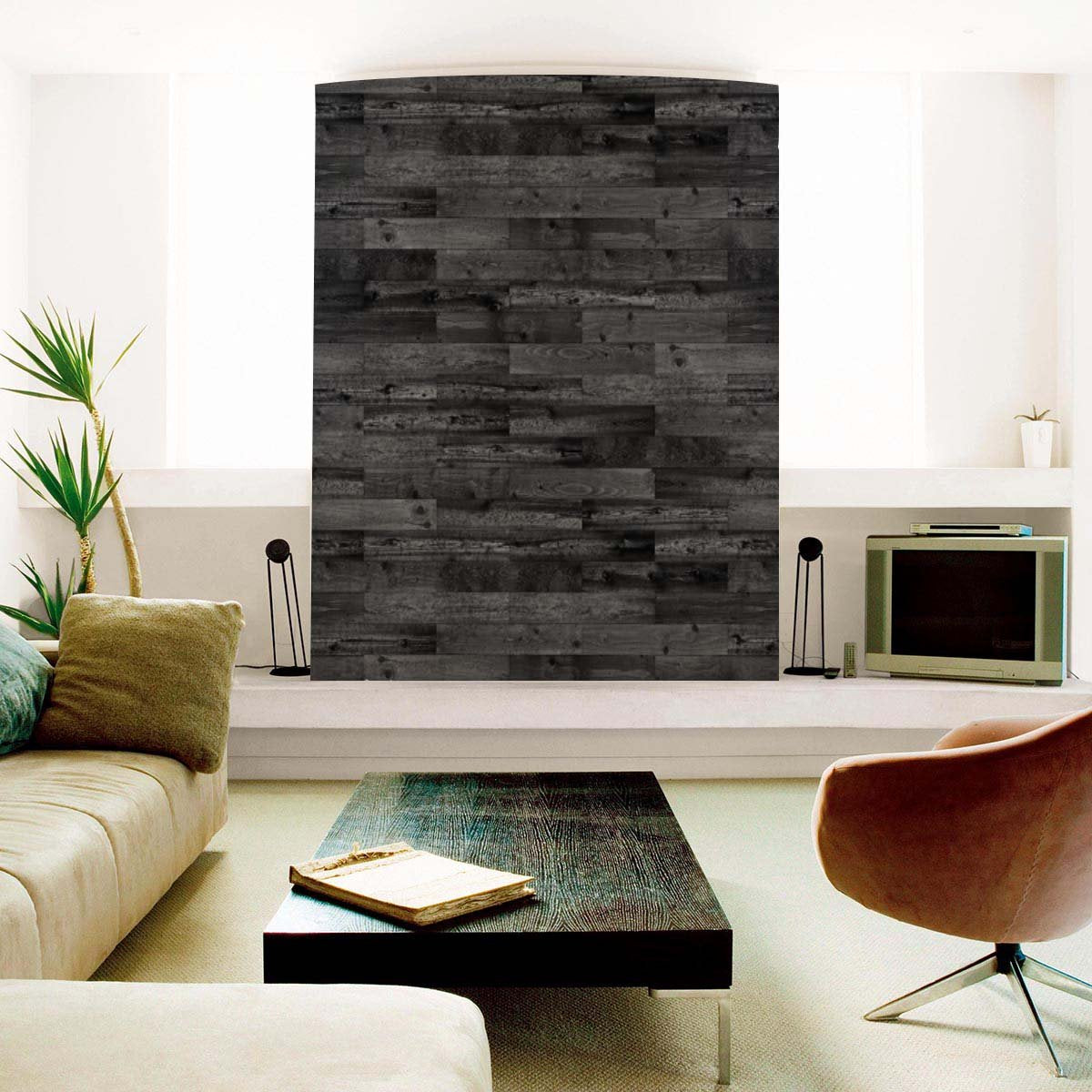 Dark Wooden Pattern PVC-Free Peel & Stick Vinyl Wallpaper