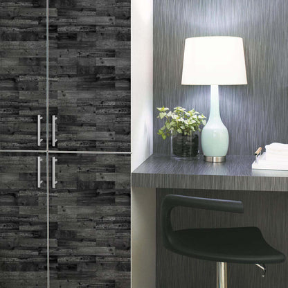 Dark Wooden Pattern PVC-Free Peel & Stick Vinyl Wallpaper