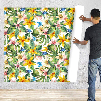 Watercolor Floral Painting PVC-Free Peel & Stick Vinyl Wallpaper