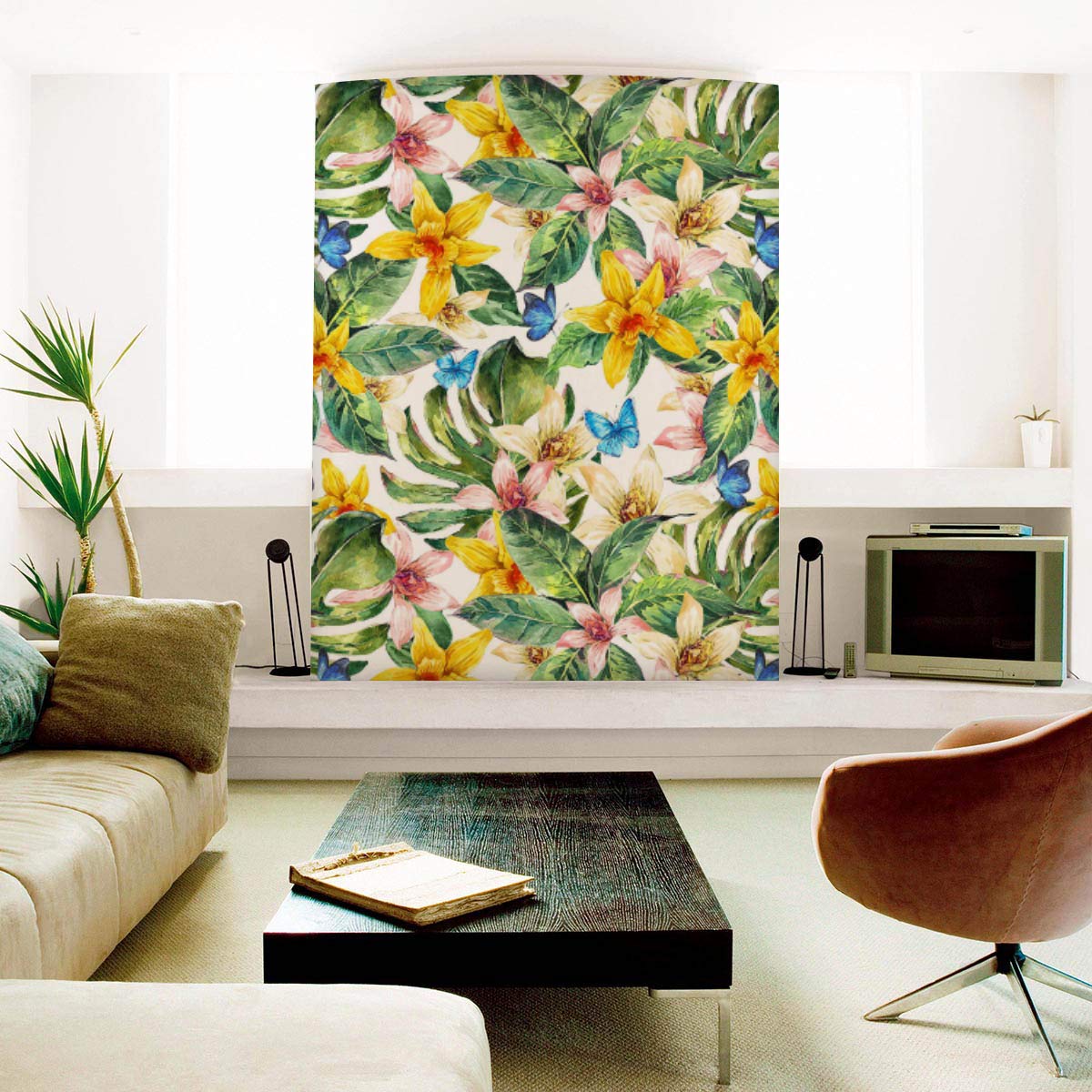 Watercolor Floral Painting PVC-Free Peel & Stick Vinyl Wallpaper