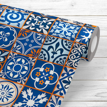 Moroccan Tiles Pattern PVC-Free Peel & Stick Vinyl Wallpaper Roll