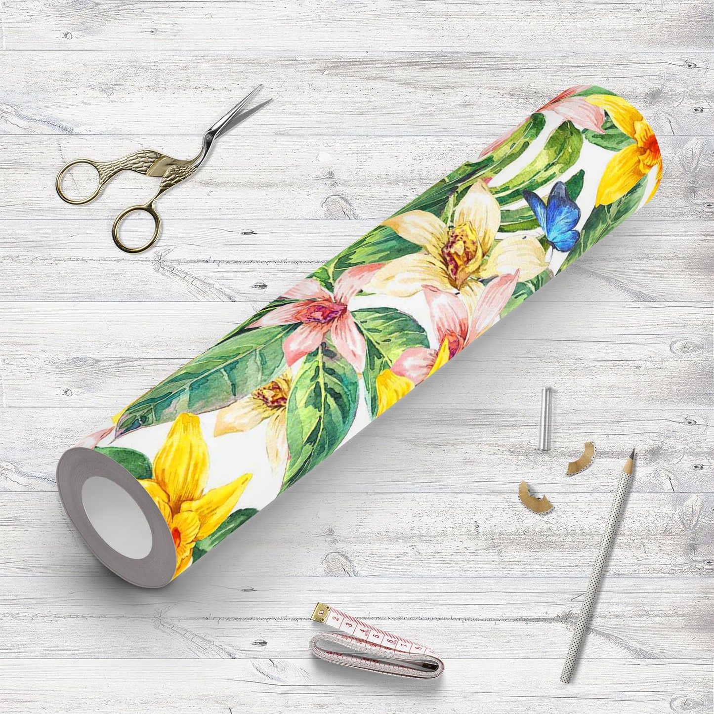 Watercolor Floral Painting PVC-Free Peel & Stick Vinyl Wallpaper