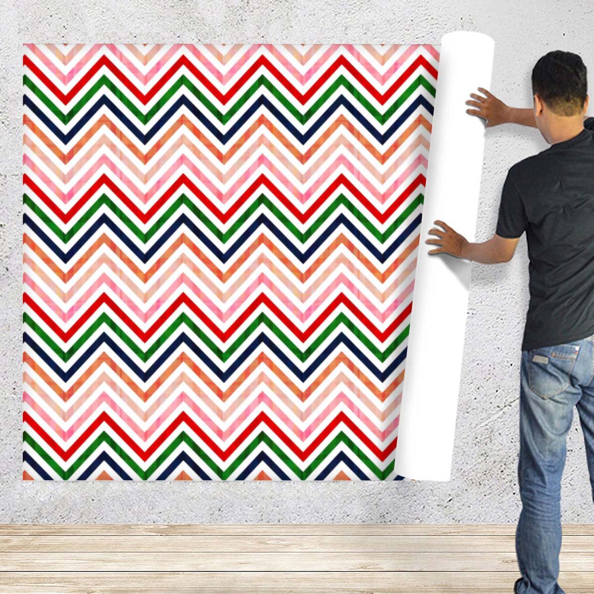 Colorful Chevron Non-PVC Self-Adhesive Peel & Stick Vinyl Wallpaper