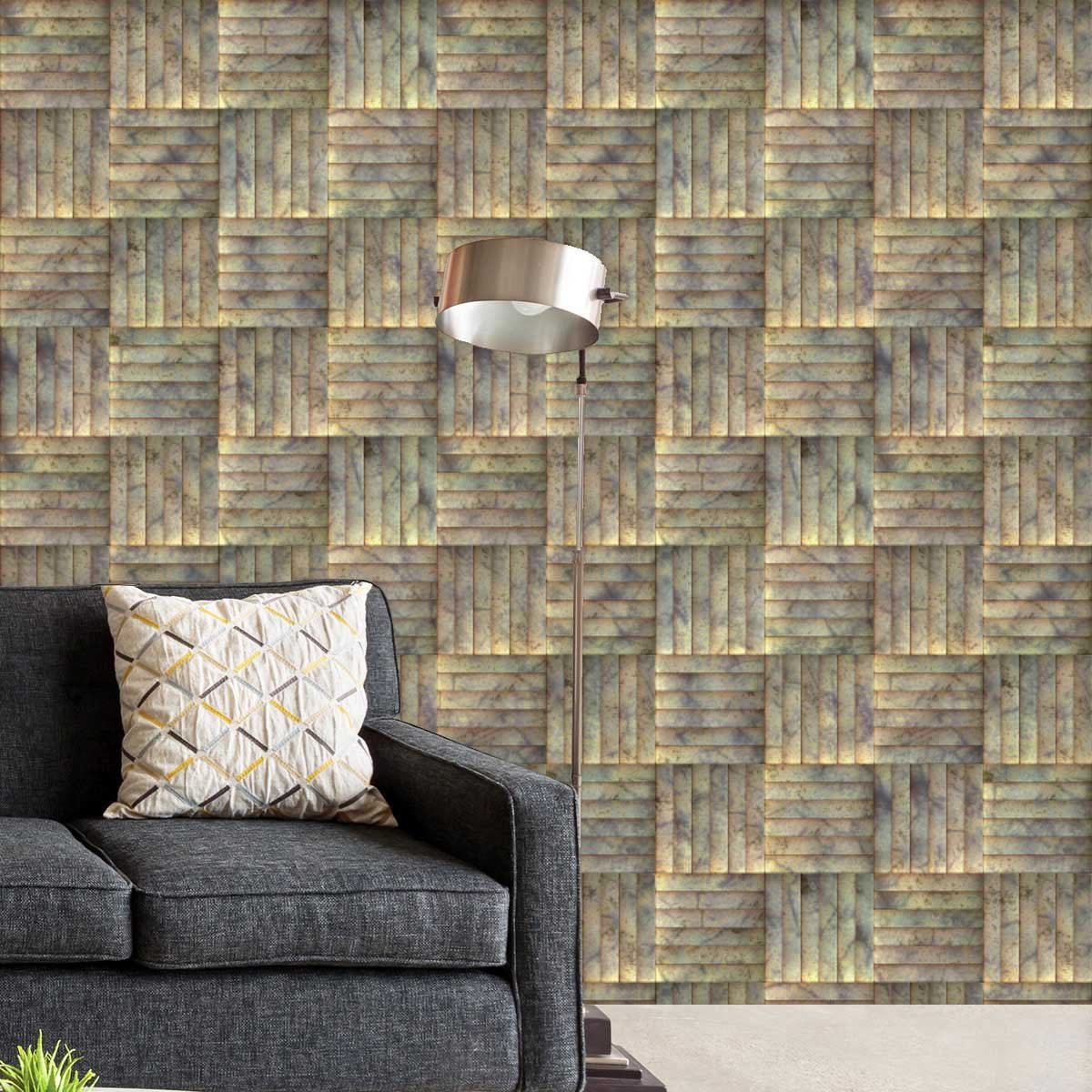 Tiled Art Pattern PVC-Free Peel & Stick Vinyl Wallpaper