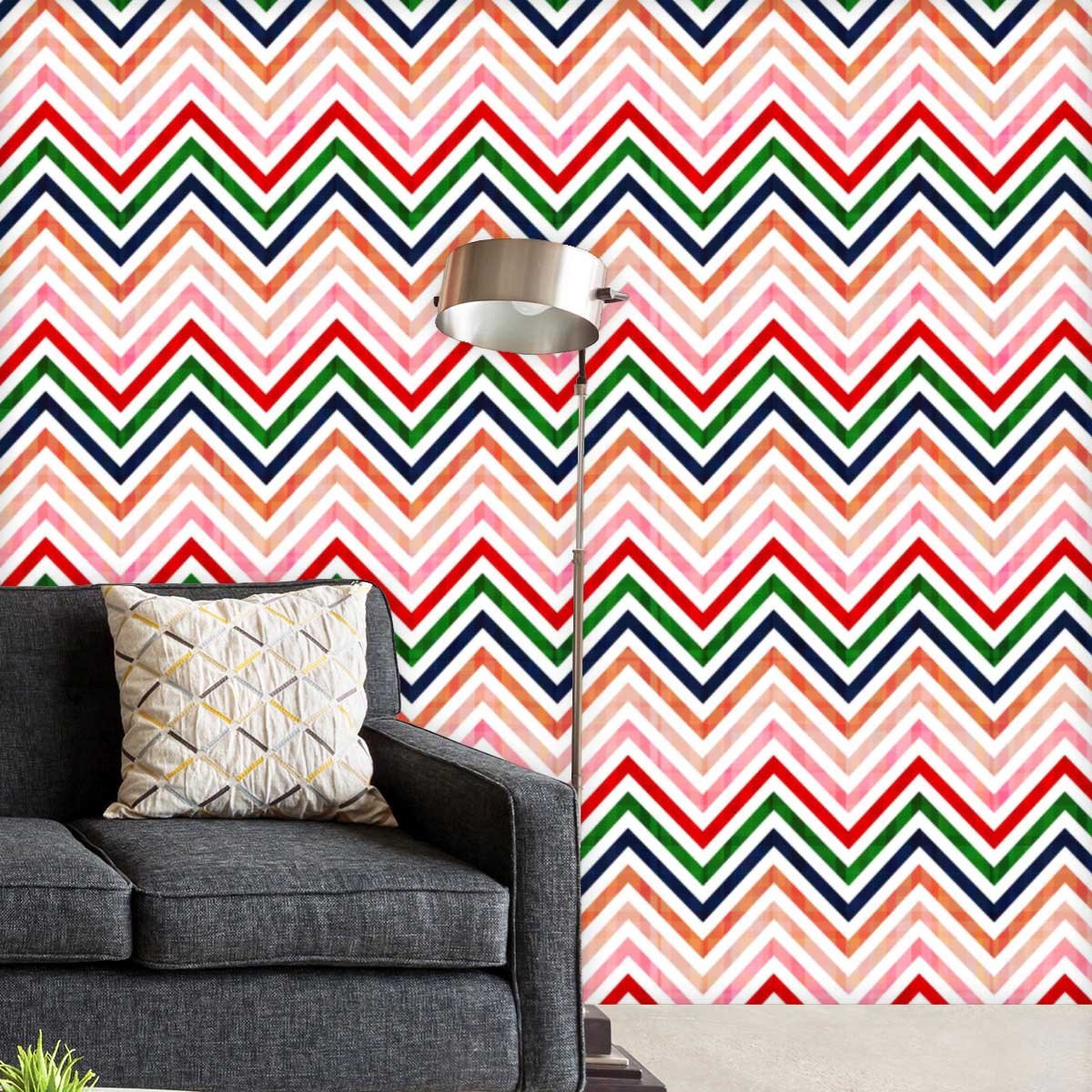 Colorful Chevron Non-PVC Self-Adhesive Peel & Stick Vinyl Wallpaper