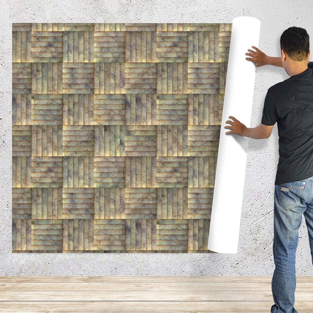 Tiled Art Pattern PVC-Free Peel & Stick Vinyl Wallpaper