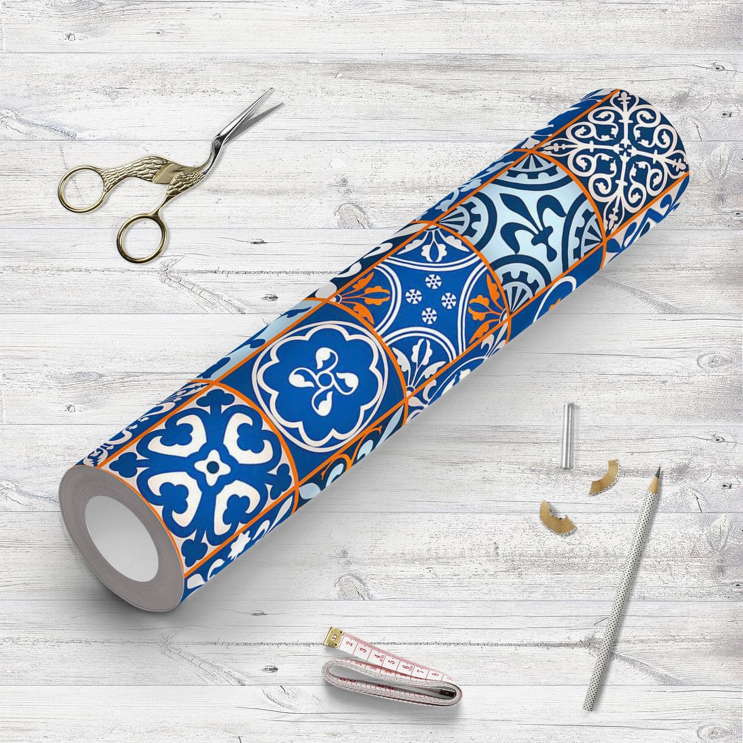 Moroccan Tiles Pattern PVC-Free Peel & Stick Vinyl Wallpaper Roll