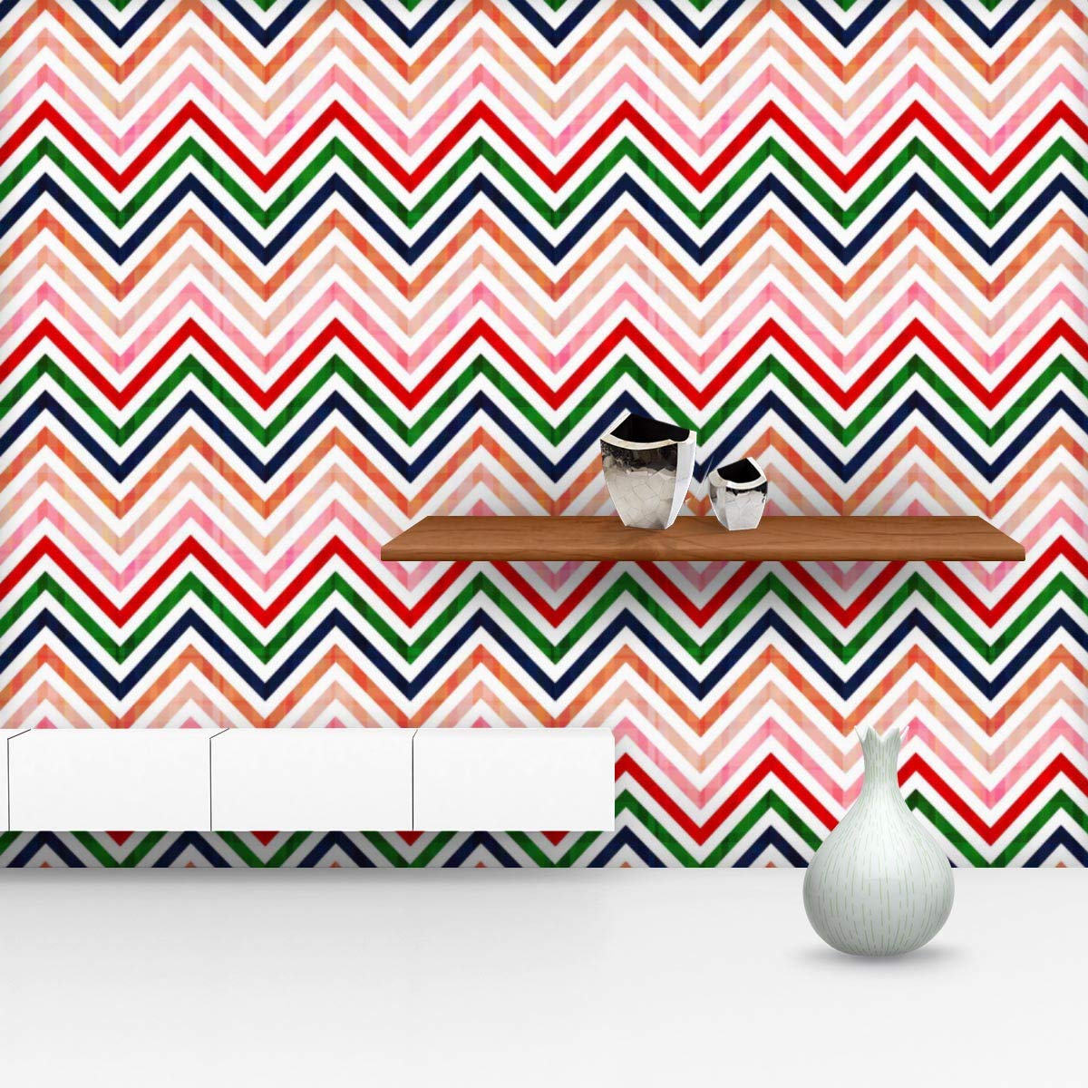 Colorful Chevron Non-PVC Self-Adhesive Peel & Stick Vinyl Wallpaper