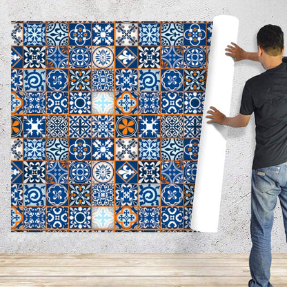 Moroccan Tiles Pattern PVC-Free Peel & Stick Vinyl Wallpaper Roll