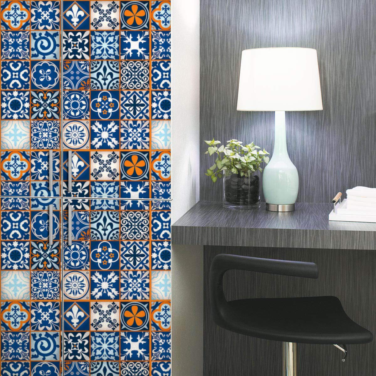 Moroccan Tiles Pattern PVC-Free Peel & Stick Vinyl Wallpaper Roll