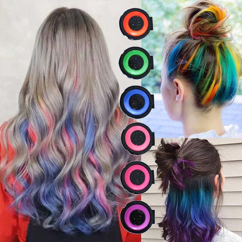 Beauty 6 COLORS TEMPORARY HAIR CHALK SET FAST HAIR DYE POWDER【No damage to hair, using ion hair powder】